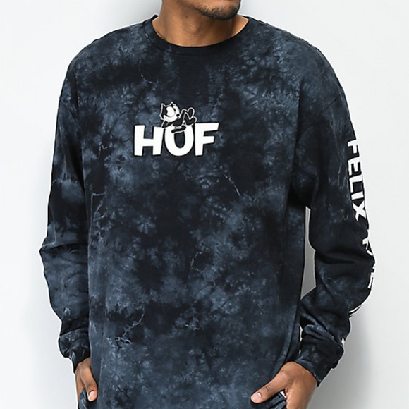 Huf Shirts X Felix The Cat Black Crystal Wash Long Sleeve Poshmark